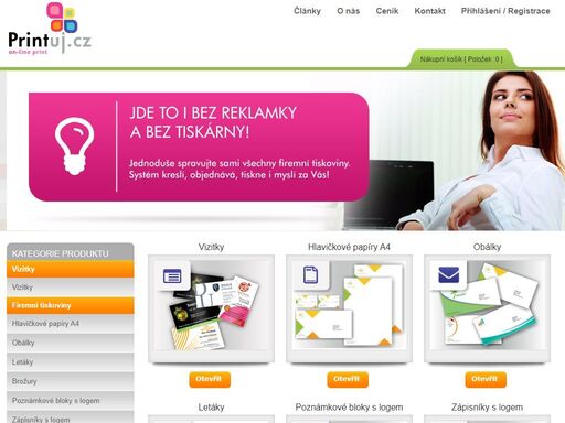 tiskárna on-line, digitální tisk, vizitky, letáky, obálky, razítka, firemní a marketingové tiskoviny. vyberte si z mnoha připravených šablon a sami si vytvořte profesionální firemní identitu.