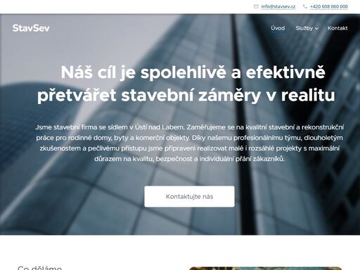 jsme stavební firma se sídlem v ústí nad labem. zaměřujeme se na kvalitní stavební a rekonstrukční práce pro rodinné domy, byty a komerční objekty
