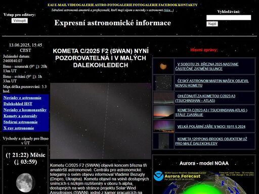 aktuality z astronomie a kosmonautiky.