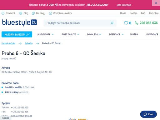 navštivte nás na pobočce praha 6 - oc šestka nebo si vyberte zájezd na webových stránkách. poleťte s ck blue style za sluníčkem. pomůžeme vám s výběrem.