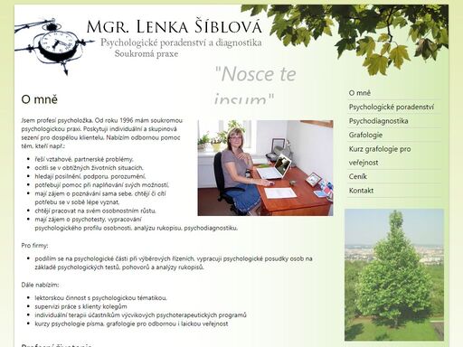jsem profesí psycholožka. od roku 1996 mám soukromou psychoterapeutickou a poradenskou praxi. poskytuji individuální a skupinová psychoterapeutická sezení pro dospělou klientelu.
