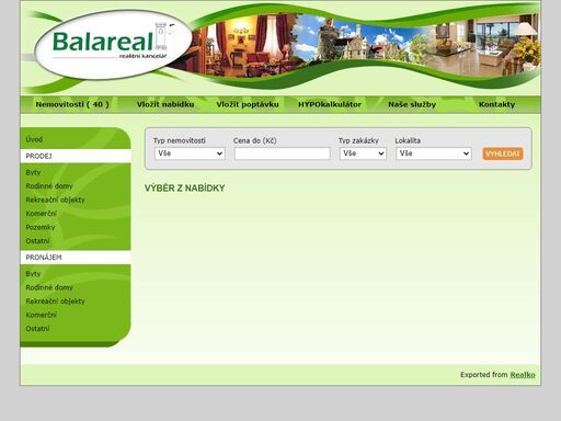 balareal - byty, domy, rekreační objekty a pozemky na prodej a pronájem