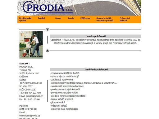 řezání asfaltů, půjčovna nářadí, prodej honda