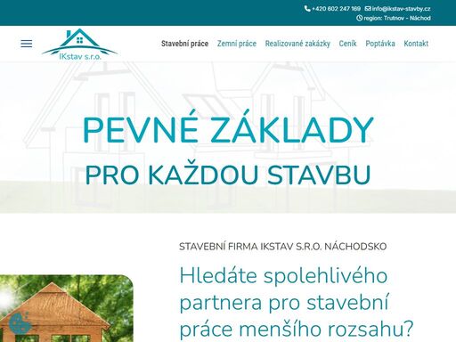 malá stavební firma s vlastním vybavením, včetně lešení a bagru, dvacetileté zkušenosti v oboru. kompletní realizace menších zakázek.