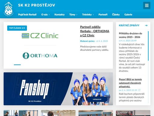 florbalový oddíl sk k2 prostějov, který se primárně zaměřuje na práci s mládeží.