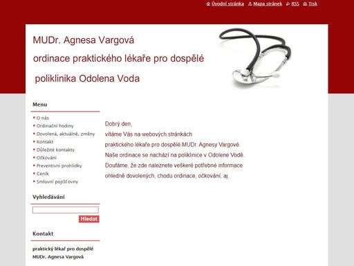 mudr. agnesa vargová, ordinace praktického a závodního lékaře pro dospělé odolená voda.......