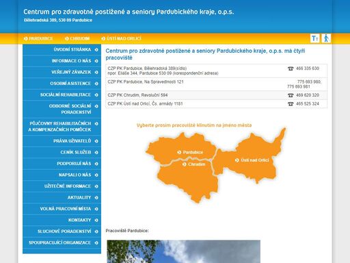 centrum pro zdravotně postižené a seniory pardubického kraje, o.p.s. má čtyři pracoviště

    
        
            czp pk pard...