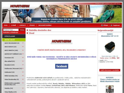 novatherm vám nabízí ruční elektrické nářadí bosch, metabo, narex, protool a dalších
