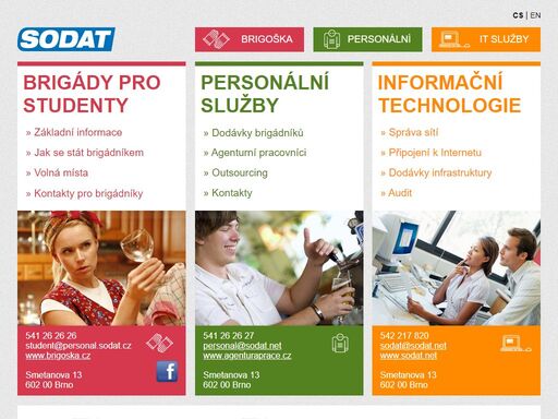 pracovní agentura, brigády, pracovní poměry. správa serverů a síťí, připojení k internetu.