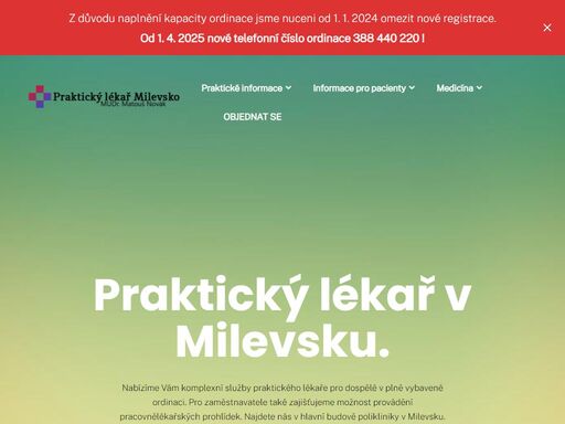 praktický lékař na poliklinice v milevsku. nabízíme léčebnou i preventivní péči praktického lékaře pro dospělé.