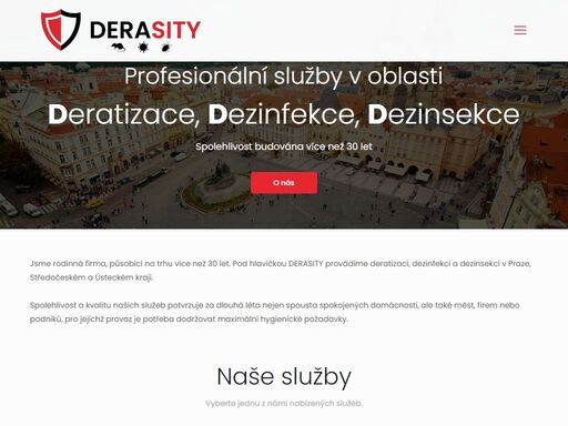 jsme rodinná firma, působící na trhu více než 30 let. deratizaci, dezinfekci a dezinsekci provádíme převážně v libereckém a ústeckém kraji. společnost derasity je rozšířením našich služeb do prahy a okolí.