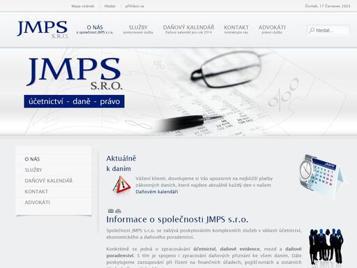 společnost jmps s.r.o. se zabývá poskytováním komplexních služeb v oblasti účetnictví, ekonomického a daňového poradenství.