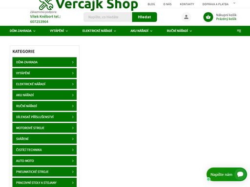 vercajk-shop - profi nářadí, elektrocentrály a potřeby pro řemeslníky i domácí kutily