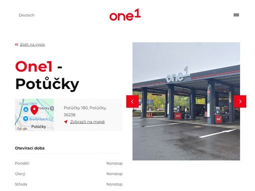 síť 33 čerpacích stanic one1 na česko-německých hranicích v západních a severních čechách.