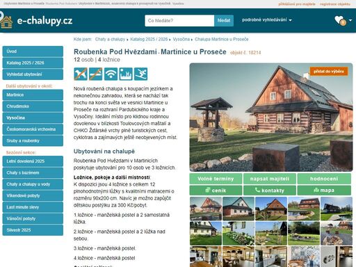roubenka pod hvězdami? ubytování martinice u proseče na vysočině. chalupa k pronajmutí: kapacita 12 osob - 4 ložnice. provoz: léto, zima, víkendové pobyty, vánoce, silvestr.