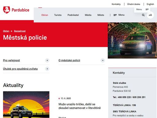 webový portál města pardubic