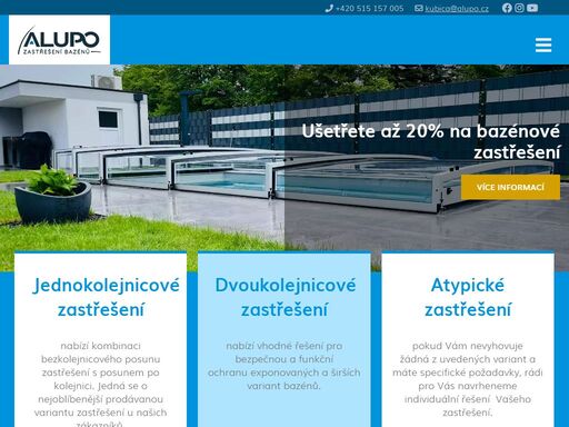 naší specialitou je výroba zastřešení bazénů, a to včetně unikátního bezkolejnicového a jednokolejnicového systému zastřešení bazénu, který vyrábíme jako jediná společnost v čr.