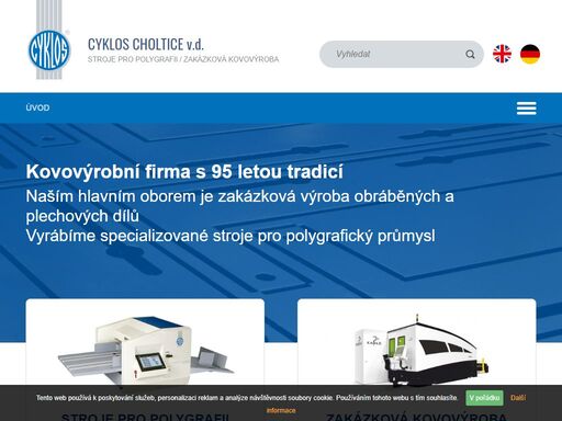 naším hlavním oborem je zakázková výroba obráběných a plechových dílů. vyrábíme specializované stroje pro polygrafický průmysl