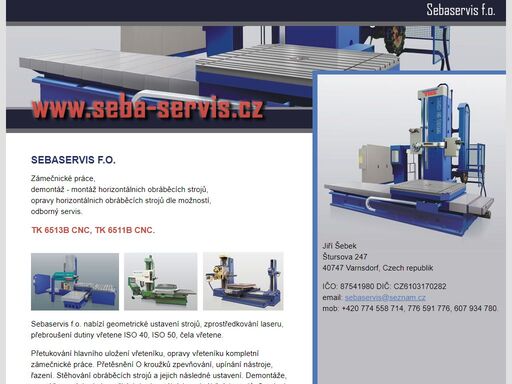 sebaservis f.o. - servis a opravy horizontálních obráběcích strojů. montáž a demontáž horizontálních obráběcích strojů