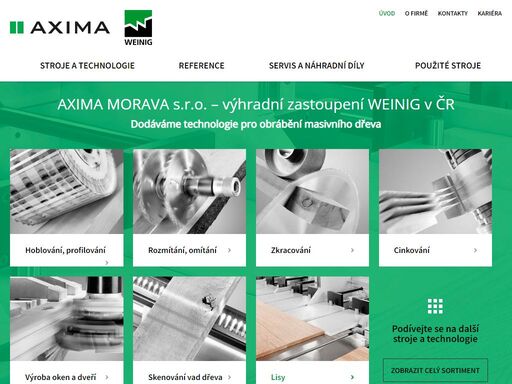dřevoobráběcí stroje a nástroje - axima morava s.r.o. - zastoupení weinig group - kompletní technologie pro obrábění masivního dřeva