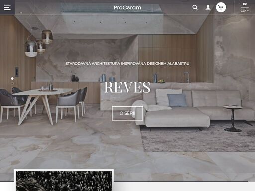 on-line obchod (e-shop), v nabídce skladem kvalitní prémiové obklady a dlažby převážně zahraničních výrobců, designy kamene, mramoru, betonu, dřeva apod., velkoformátové dlažby, dlažby na terasu, fasádu, řada inspirací pro vaše bydlení