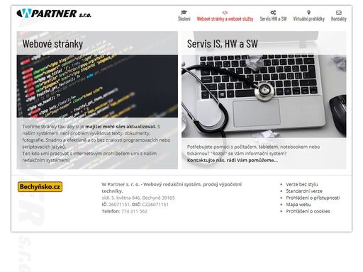prodej internetového redakčního sytému, zboží a výpočetní techniky.