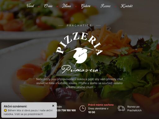 pizzeria primavera zajišťuje rozvoz jídel. rozvoz jídla si můžete objednat online nebo po telefonu.