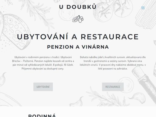 ubytování břeclav - poštorná. rodinný penzion u doubků. ubytování, penzion, restaurace a vinárna u doubků.