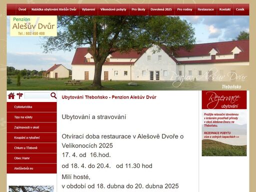 penzion třeboňsko alešův dvůr je ideálním místem pro cyklisty, rodiny s dětmi, skupinky přátel, senioři, svatby a oslavy, firmy nebo pro školy v přírodě. nabízíme levné ubytování v různých stylech - penzion, staročeský statek,  