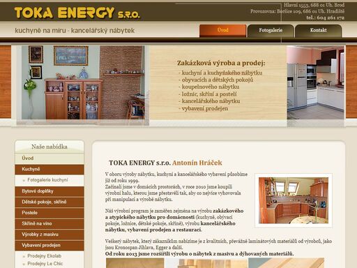 zakázková výroba kuchyní, kancelářského nábytku a zařízení prodejen