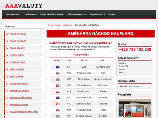 směnárna náchod, směnárna, kurzy, valuty, online kurzy, kurzy měn, kurzovní lístek, vip kurzy směnárna náchod kaufland a firma euroexchange s.r.o. se zabývá směnárenskou činností a nabízí online kurzy včetně vip kurzovního lístku.