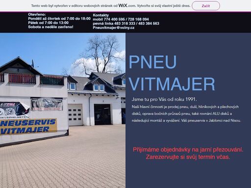 základní informace a kontakty na pneuservis v jablonci nad nisou. pneu vitmajer - vše ohledně pneumatik.
