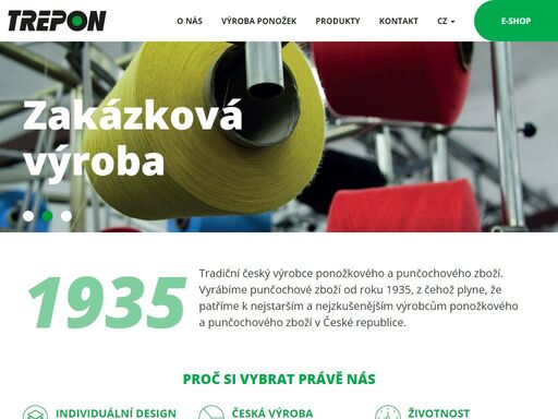 trepon a.s. je pletárenskou společností se sídlem v třebíči, která se zabývá výrobou ponožek, podkolenek a punčochových kalhot.