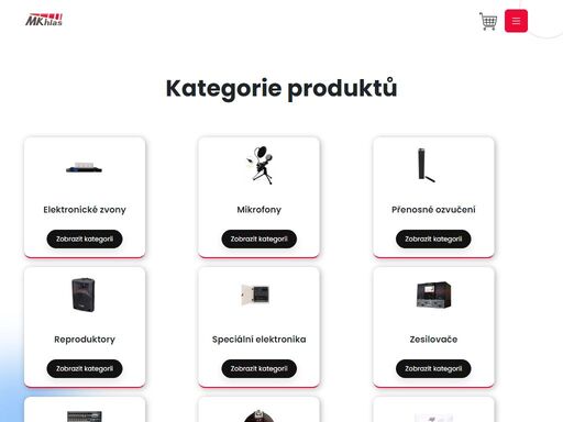 xážní pulty, elektronické zvony, přenosné ozvučení, zesilovače, osvětlení, kamerový systém, parkovací systém, elektronické zvony, mikrofony, přenosné ozvučení, reproduktory, speciální elektronika, zesilovače, mixážní pulty, stojany, držáky, parkovací systém, osvětlení, kamerový systém, digitální rozhlas