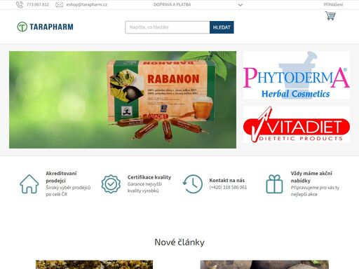 tarapharm, s.r.o. - přírodní produkty a kosmetika. při výběru svých produktů se společnost řídí filozofií zdravého životního stylu ve spojení s kvalitou a harmonií přírody. výrobky jsou výsledkem dlouhodobých vědeckých výzkumů a bohatých zkušeností v oblasti moderní fytoterapie. 