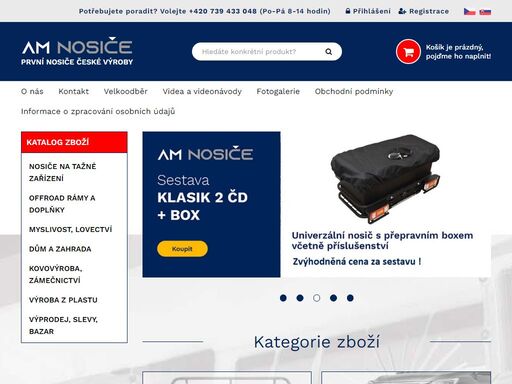 vyrábíme spolehlivé univerzální nosiče zvěře a kol na tažné zařízení aut.