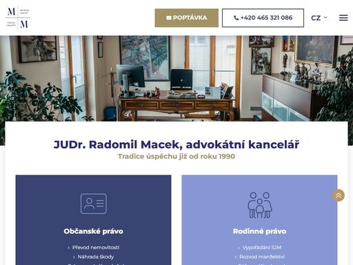 advokátní kancelář judr.radomila macka je tradiční českou advokátní kanceláří s dlouhou tradicí. právní služby v současné době poskytuje šest advokátů a další právníci a odborní poradci. 