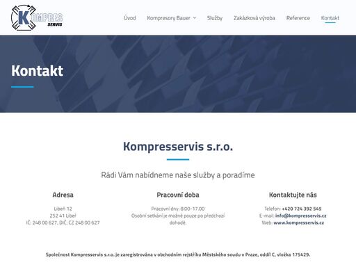 kompresservis s.r.o. - libeň 12, 252 41 libeř. telefon: +420 724 392 545, e-mail: info@kompresservis.cz.
