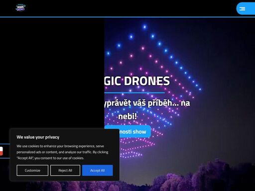 světelný dron, dron show, magic drones, dronová show naše společnost magic drones, s.r.o. je první v čr a sr s vlastní flotilou světelných dronů