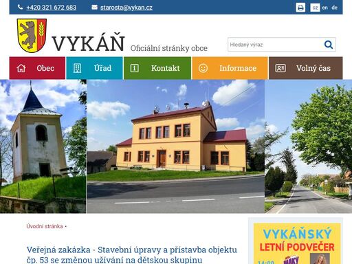 oficiální stránky obce vykáň