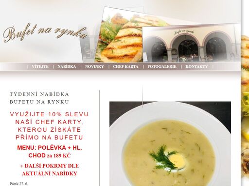 aktuální denní nabídka bufetu na rynku. menu nabízí chutné pokrmy za příznivé ceny.