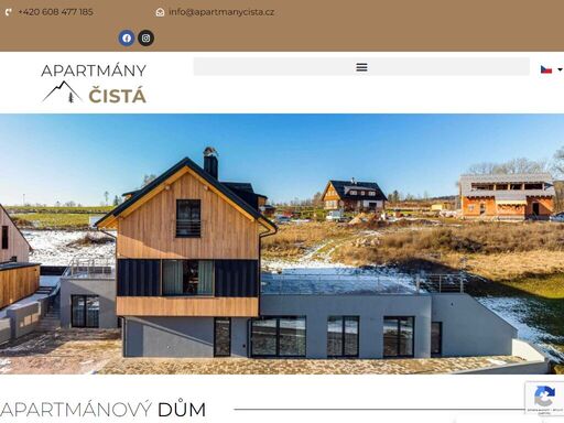 apartmány čistá v krkonoších. nové luxusní apartmány s kapacitou 26 osob. využijte celý apartmánový dům pro teambuilding.