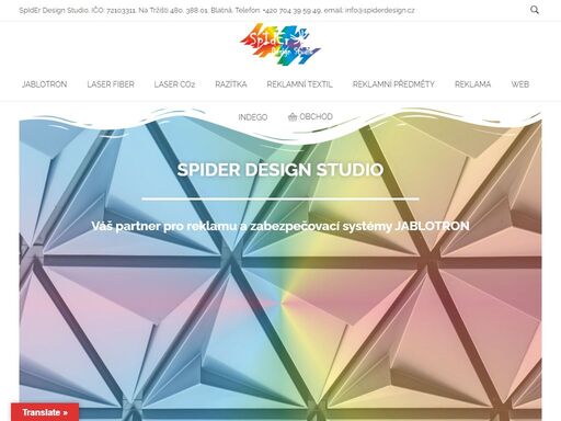 spider design studio váš partner pro reklamu a zabezpečovací systémy jablotron zabezpečovací technika návrh a realizace zabezpečovacích a kamerových systémů laser fiber 300 x 300 mm značení, gravírování kovu id náramky, obojky laser co2 900 x 600 mm řezání, gravírování, razítka shiny reklamní předměty 330 x 480 mm uv potisk, sublimace, laser reklamní textil 300 […]