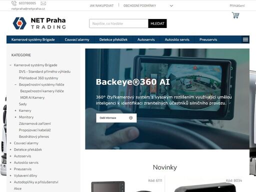 net praha trading, s.r.o.. eshop s vybavením pro autoservisy, autosklo servisy, pneuservisy a dalším vybavením pro opravy vozidel. jsme výhradním dovozcem kamerových systémů, couvacích alarmů a přehledových systémů firmy brigade electronics. 