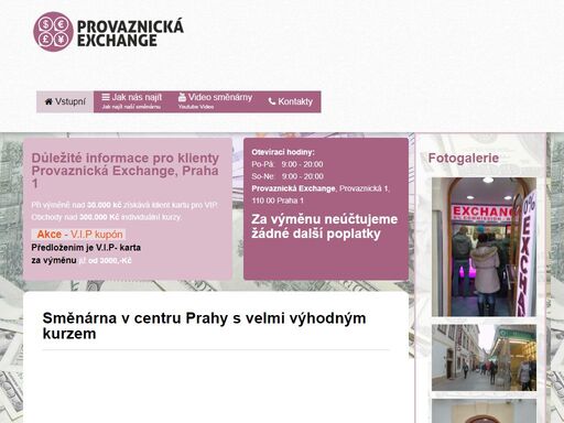 směnárna v centru prahy v provaznické ulici u metra můstek, s výhodným směnným kurzem bez poplatků - 0% commission
