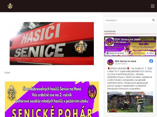 oficiální webové stránky sboru dobrovolných hasičů senice na hané