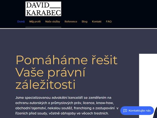 judr. david karabec, mpa, ll.m. - advokát a ip mediátor. jsme specializovanou advokátní kanceláří se zaměřením na ochranu autorských a průmyslových práv, licence, know-how, obchodní tajemství, nekalou soutěž, franchising a zastupování  v řízeních před soudy, včetně obhajob ve věcech trestních.