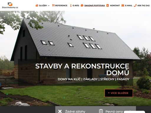 stavební firma stavimdomy cz s.r.o. staví rodinné domy, pasivní domy, provádí rekonstrukce střech, domů i jiných objektů. realizujeme rodinné domy na klíč, základové desky, fasády a zateplení.
