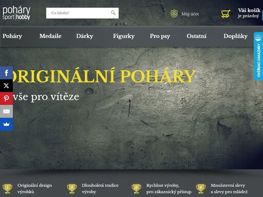 velkoobchod a výroba - poháry, sportovní poháry, medaile, kokardy, diplomy, plakety, trofeje, sošky, emblémy, placky, buttony za velmi příznivé ceny.