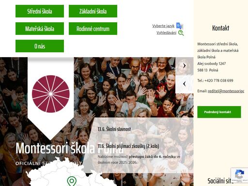 montessori střední škola, základní škola a mateřská škola polná

s radostí z učení a s pocitem úspěchu společně poznáváme svět, stáváme se zodpovědnými, vědomými a právoplatnými členy prostředí kolem nás. 